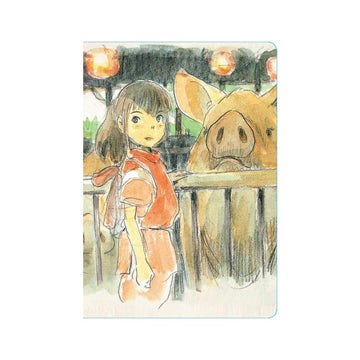 A Spirited Away journal featuring an illustration of the character Chihiro from the Studio Ghibli film, with a focus on her and a boar-like character in the background.